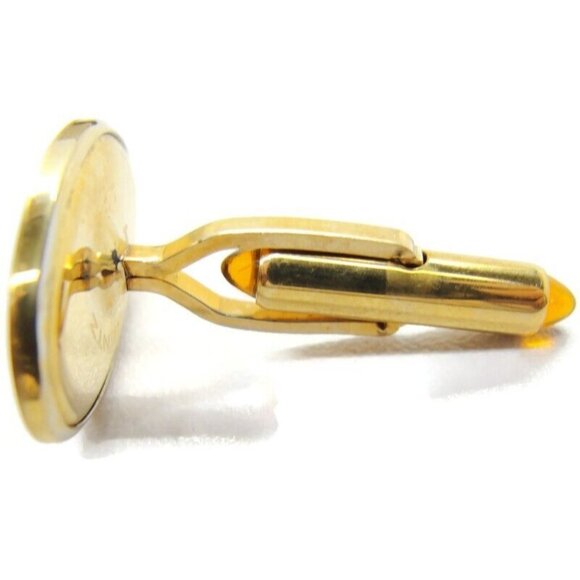 "50" Monogram Krementz 14K Gold Overlay Oval Vtg Cufflinks Orange Tip Tux IOB - Picture 11 of 12